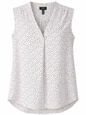 Jones New York White Sleeveless V-Neck Dot Print Camisole